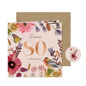 Uitnodiging Feestje 80 Bloemen Botanisch Herfst